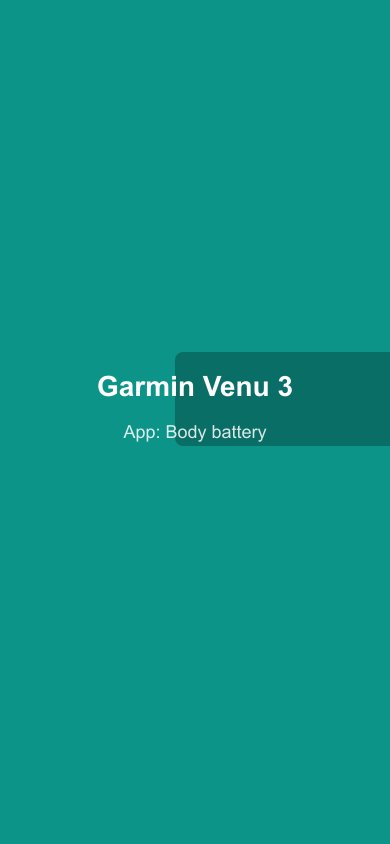 Garmin Connect body battery view for the Venu 3